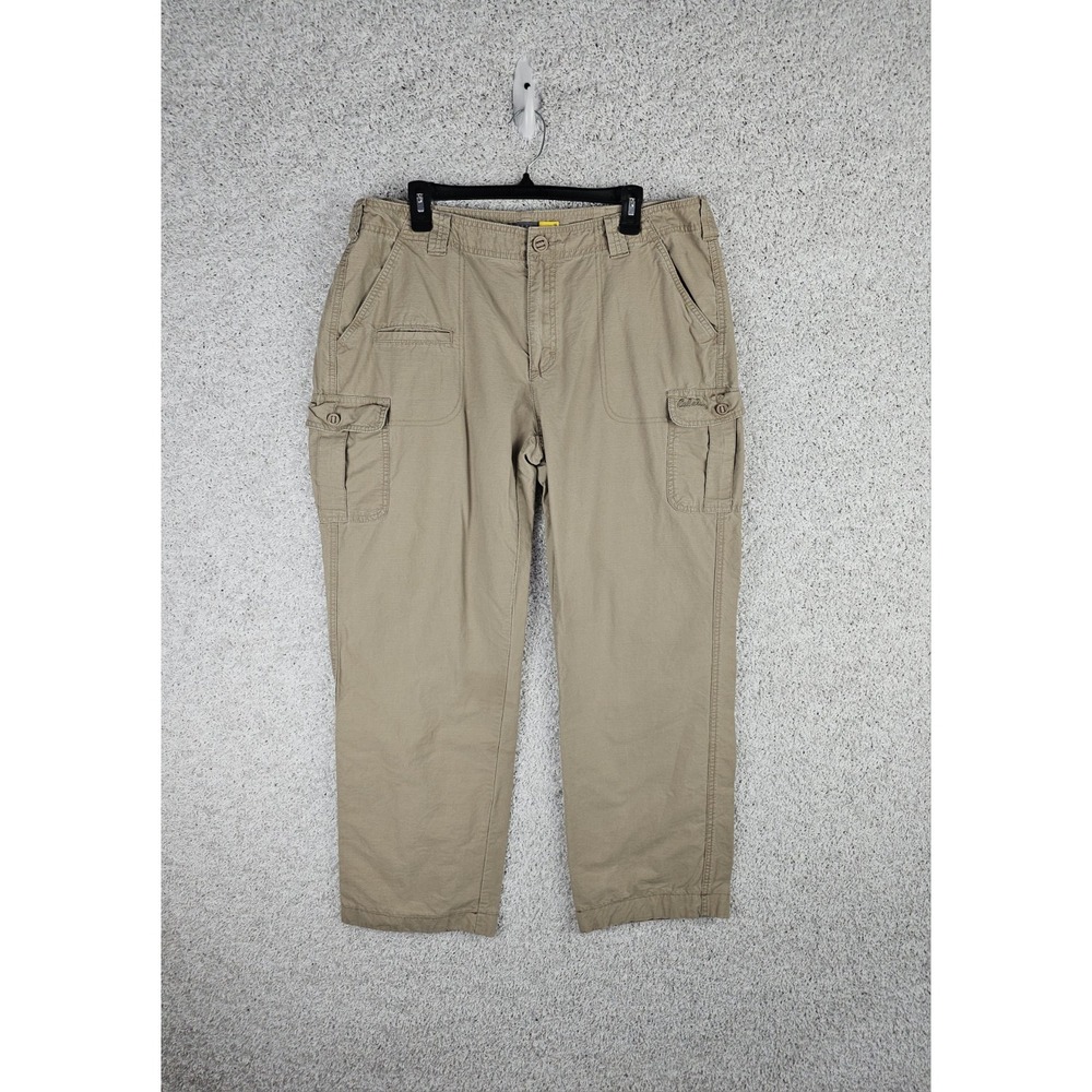Cabalas Cargo Hiking Pants Women Size 16 38x29.5 Khaki Beige Baggy